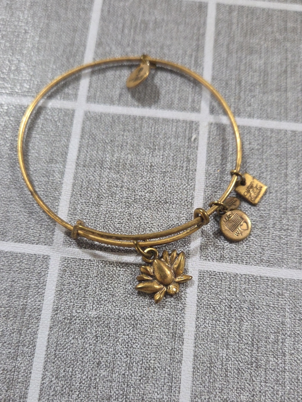Alex and Ani Gold Lotus Charm Expandable Bracelet
